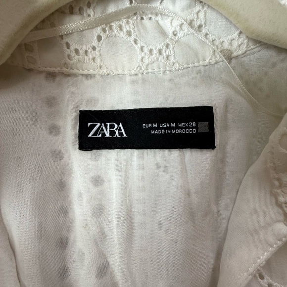 EUC ZARA WHITE OPENWORK EMBROIDERED DRESS - Sz medium - Picture 5 of 10